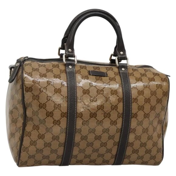 GUCCI GG Crystal Boston Bag Coated Canvas outlet Beige Gold 296021 Auth bs27785 - Picture 1 of 15